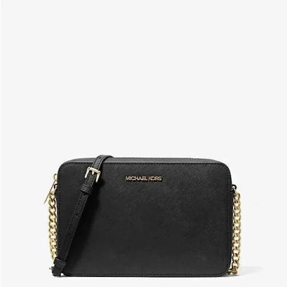 Michael Kors Large Jet Set Black and Silver Crossbody Bag NWT - Picture 4 of 4